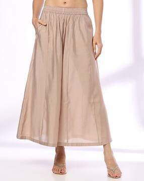 Women Mid-Rise Relaxed Fit Palazzos with Insert Pocket
