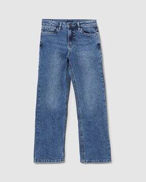 Girls Mid Rise Straight Jeans