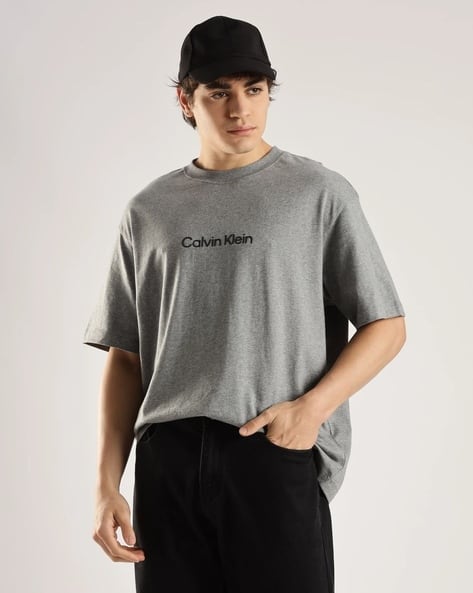 Men Logo Relaxed Fit Crew- Neck T-shirt