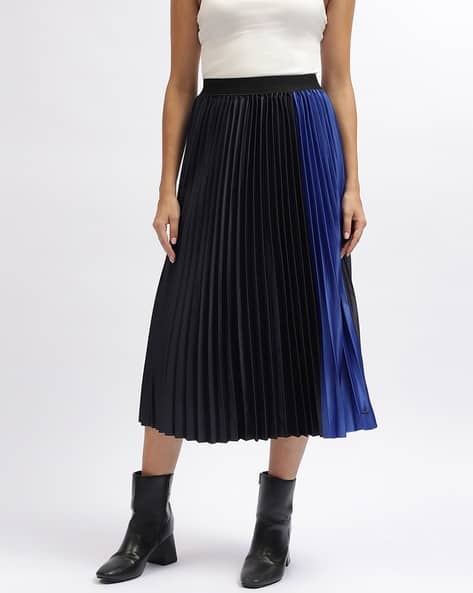 Pleated Jersey Navy Pleated Skirt H&m Pleated Skirt Dark Blue