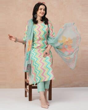 Women Printed Straight Kurta Suit Set -image-26