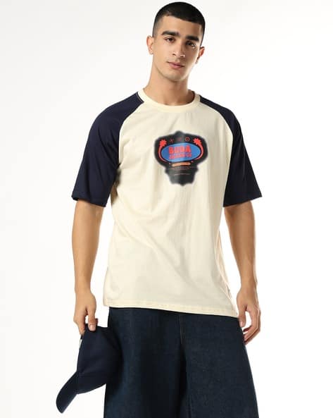 Buda Jeans Co Colourblock Loose Fit Crew-Neck T-Shirt