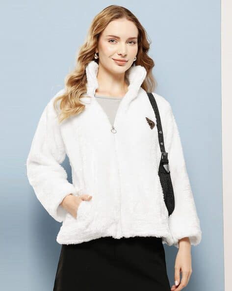 andmary Fluffy zip up jacket アイボリー リピート続出⚡️／2color