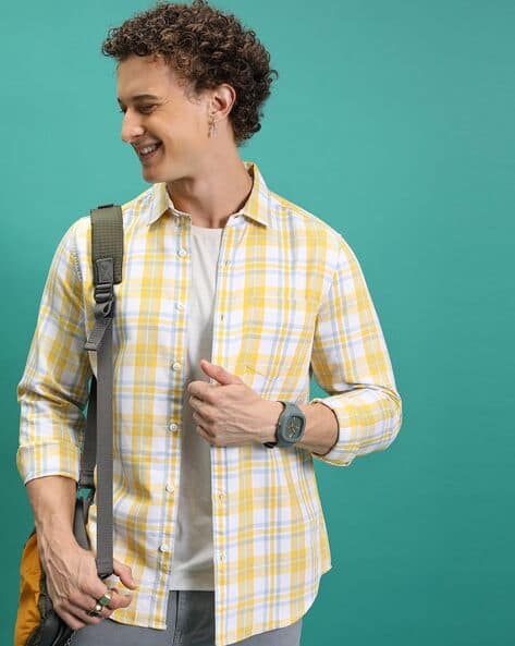 Highlander Men Checked Slim Fit Shirt