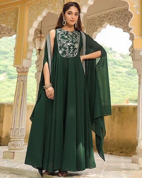 svaraa Women Embroidered Gown Dress with Jacket-picture-21