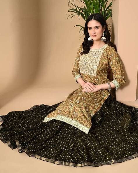 FTDIVA Women Paisley Print Straight Kurta