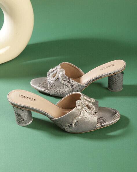 Truffle collection Women Reptilian Pattern Chunky Heeled Sandals