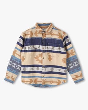 lee cooper Boys Aztec All-Over Print Relaxed Fit Shirt with Flap Pockets-picture-30