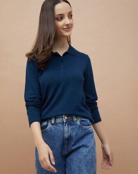 Fame forever by lifestyle Women Regular Fit Polo T-Shirt