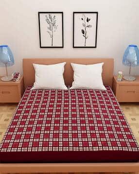 Checked Waterproof Fitted King-Size Mattress Protector