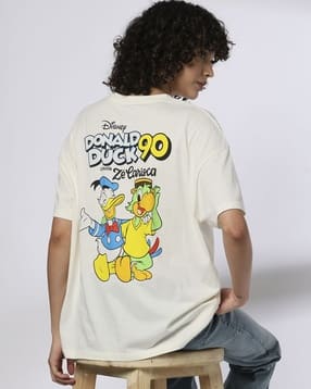 Women Donald Duck Print 90 Loose Fit Crew-Neck T-Shirt