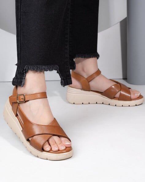 DELIZE Wedges Sandals with Buckle Closure