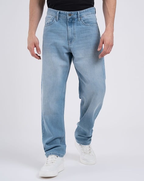 Men Heavy Washed Baggy Jeans