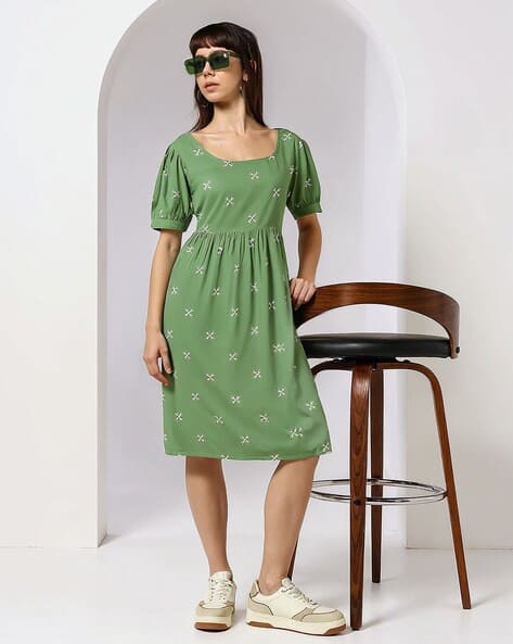Acai Women Printed Fit & Flare Dress