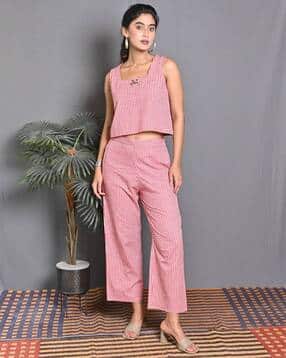 earthwear Women Checked Top & Pants Co-Ord Set-picture-39