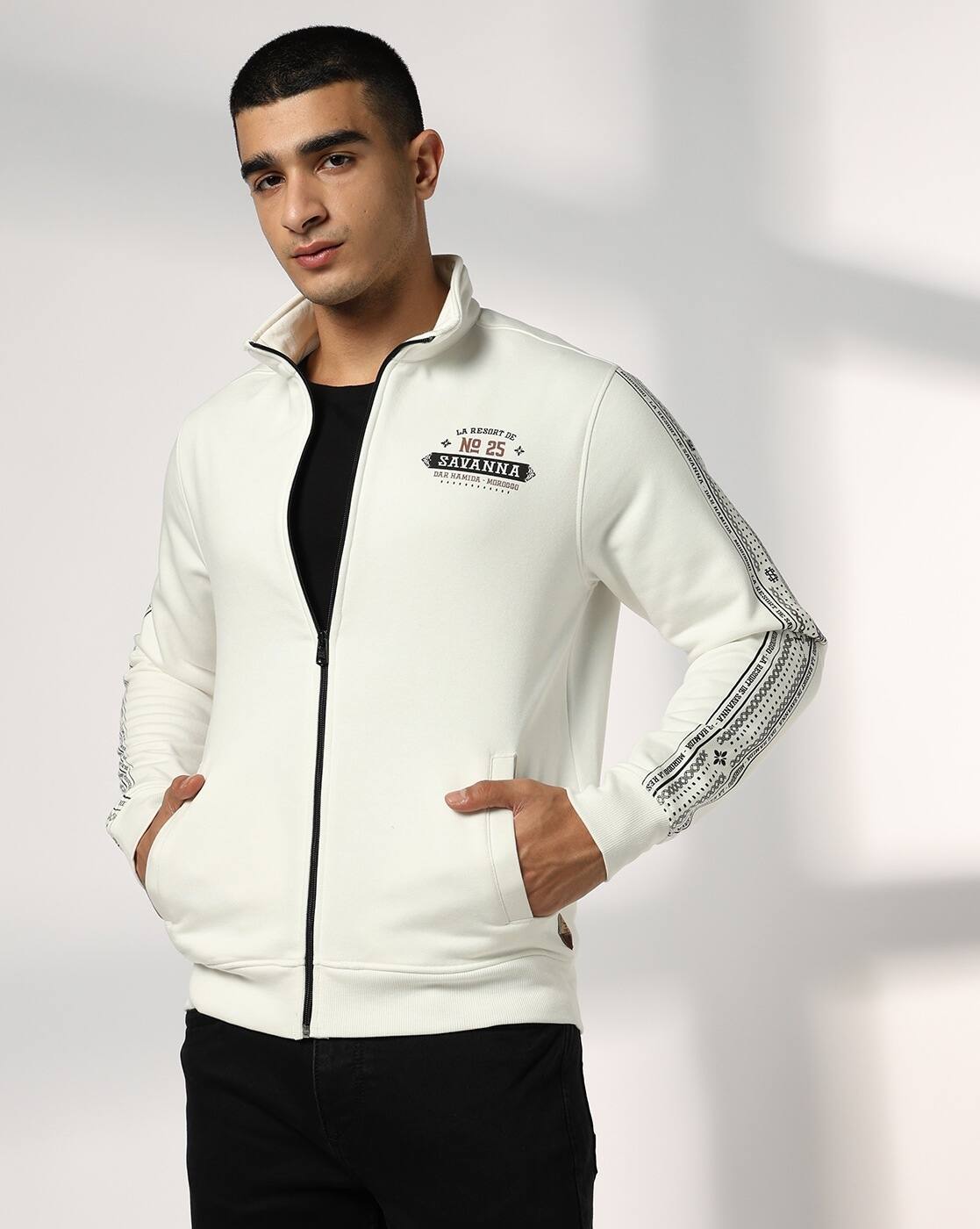 Buy DNMX Men Regular Fit Zippers Sweatshirt Online | Ajio.com