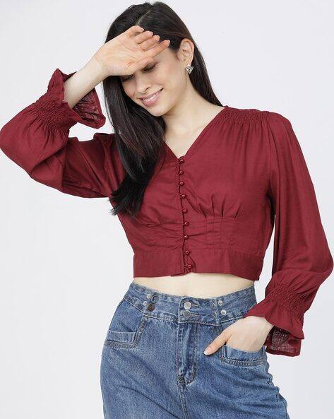 Tokyo Talkies Women Regular Fit V-Neck Top