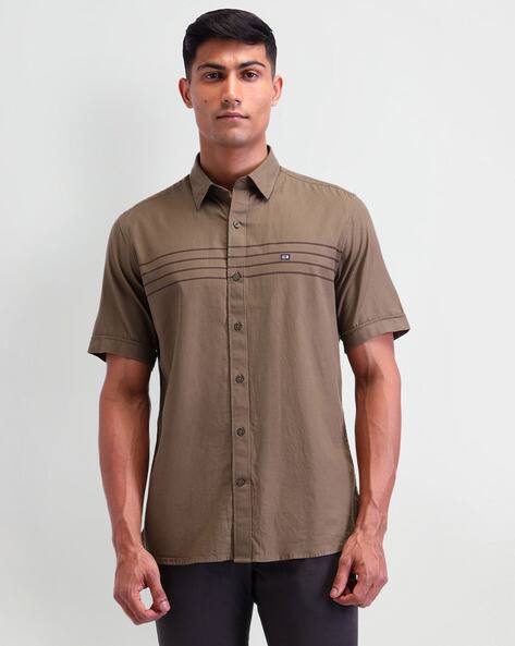 Arrow Sports Men Horizontal Striped Slim Fit Cotton Shirt