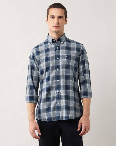 Arrow Sports Men Checked Slim Fit Oxford Shirt with Patch Pocket