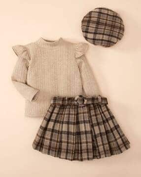 hopscotch Girls Checked Skirt with Top-picture-11