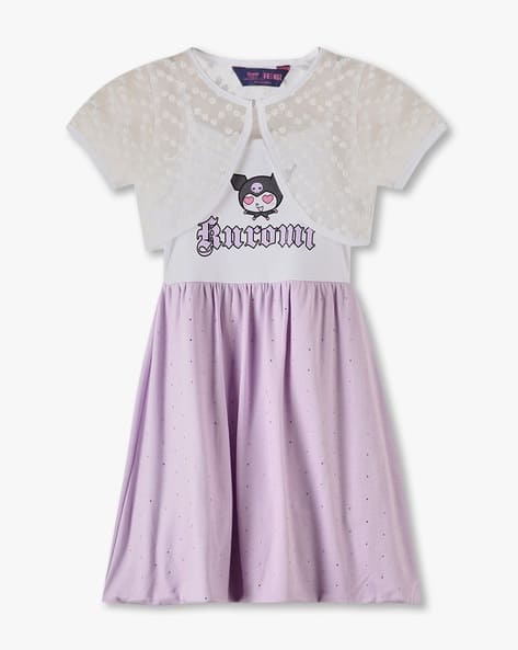 KG FRENDZ Girls Kuromi Colourblock Balloon Hem A-Line Dress with Jacket