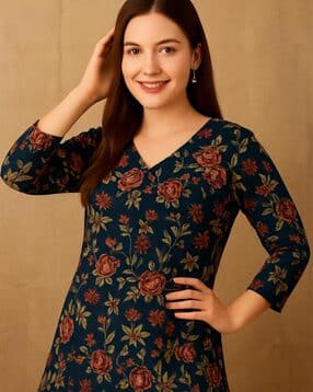 revangi Women Floral Print Straight Tunic-picture-53