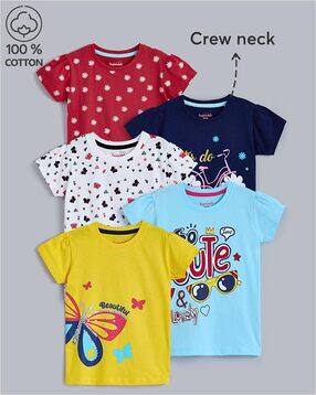 hopscotch Pack Of 5 Girls Regular Fit Round- Neck T-Shirt-picture-43