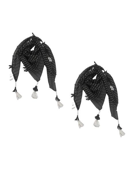 P-PRACWAL Women Pck of 2 Printed Scarves with Tassles