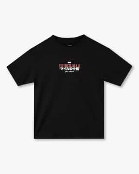 Boys Spiderman Print Boxy Fit Round-Neck T-Shirt