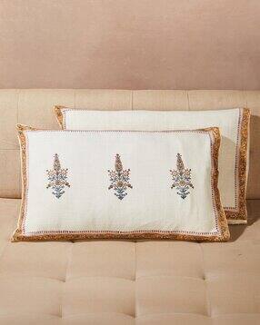 fabindia Set of 2 Floral Print Rectangular-Shaped Cushion Cover-picture-32
