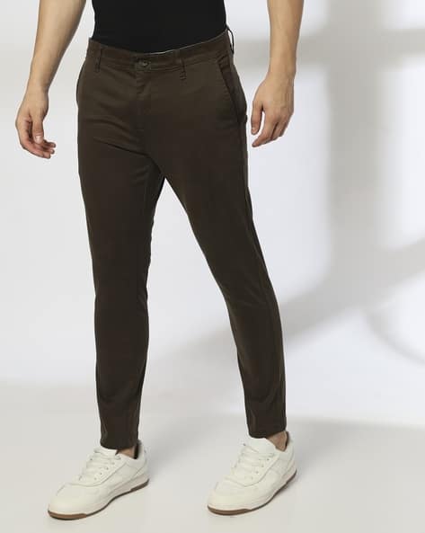 Men Slim Fit Flat-Front Chinos