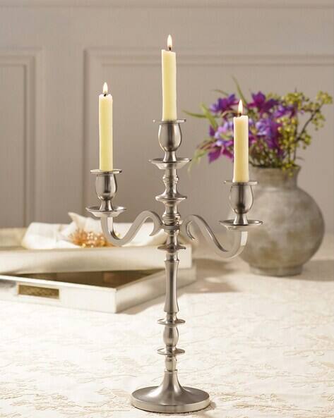 Pure Home And Living Silver 3 Arm Candelabra