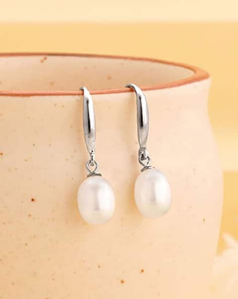 Giva 925 Sterling Silver White Pearl Drop Earrings