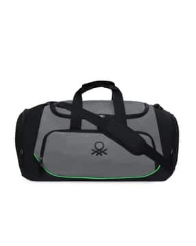 Men Logo Print Duffle Bag with Zip Closure-image-38