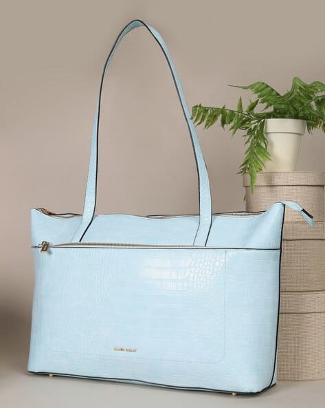 ALLEN SOLLY Women Croc-Embossed Laptop Shoulder Bag