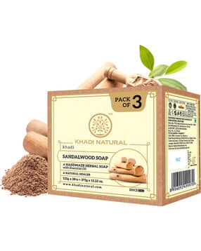 khadi natural Herbal Sandalwood Soap Pack of 3-picture-14