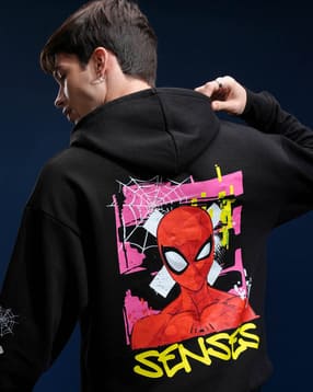 super store by highlander Spiderman - Highlander Marvel Men Black Oversized Drop Shoulder Hoodie Sweatshirt-picture-13