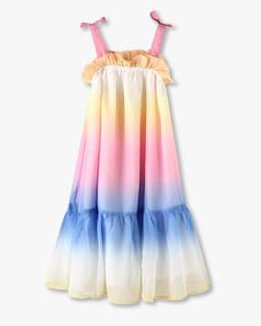 Girls Ombre-Dyed Tiered Dress