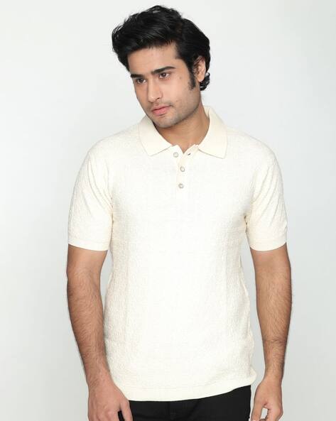 Pure knits Men Flat Knit Polo T-Shirt with Short Sleeves