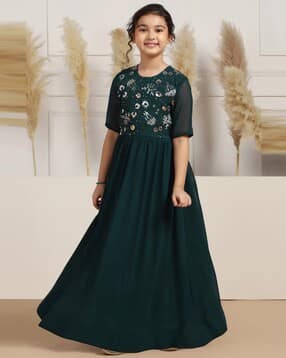 Girls Embroidered Gown Dress-image-41