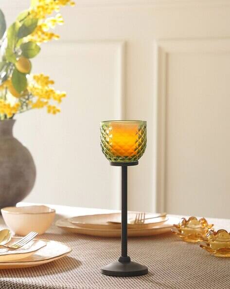 Pure Home And Living  Diamond Texture Candle Holder with Stand