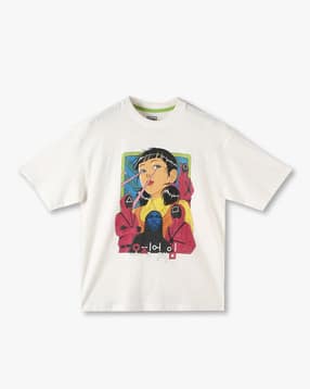 yb dnmx Boys Graphic Print Boxy Fit Round-Neck T-Shirt-picture-29