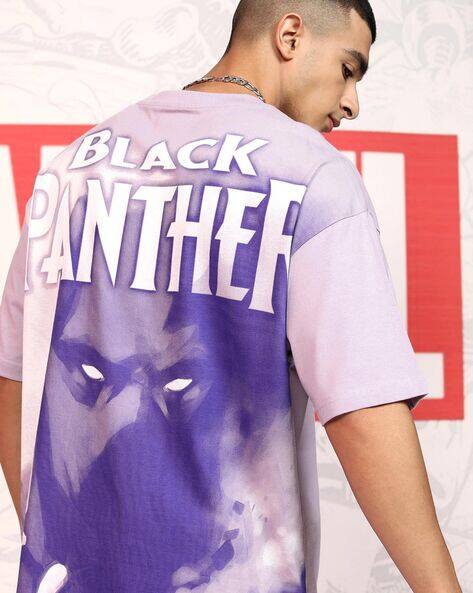 Super Store By Highlander Black Panther - Highlander Marvel Black Panther Men Mauve Round Neck Dropshoulder Oversized Tshirt