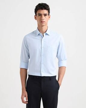 arrow Men Patterned Slim Fit Cotton Shirt with Spread Collar-picture-50