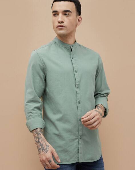 Fame forever by lifestyle Men Regular Fit Mandarin-Collar Shirt