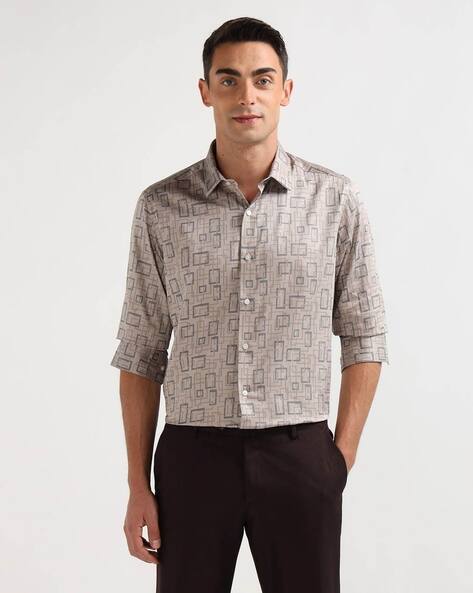 ARROW Men Geometric Print Slim Fit Cotton Shirt