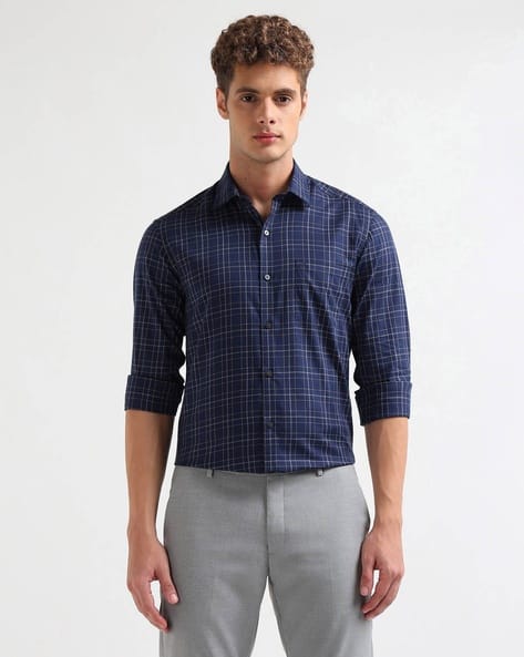 ARROW Men Checked Slim Fit Shirt with Patch Pocket