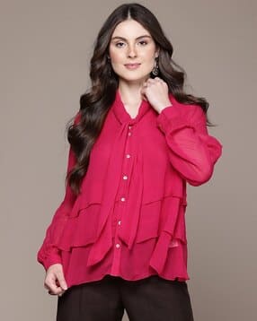 label ritu kumar Front Tie Loose Fit Overlay Top-picture-48