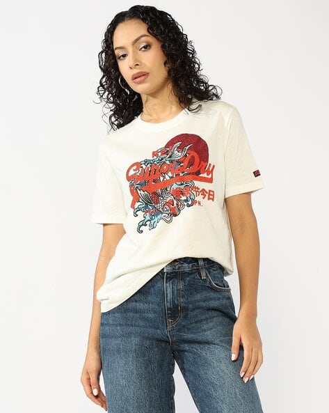 Buy Navy Blue Tshirts for Women by SUPERDRY Online | Ajio.com