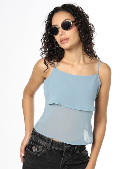 Buda Jeans Co Slim Fit Strappy Overlay Top